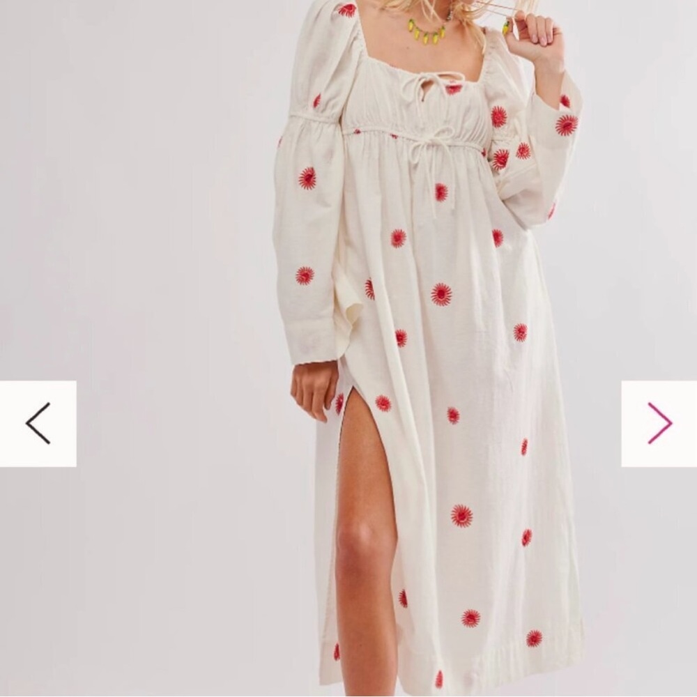 NWOT Free People Emory Embroidered Midi Dress